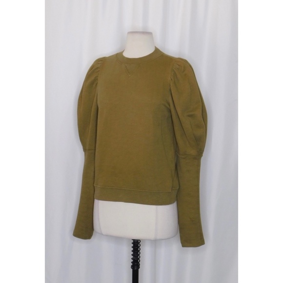 ULLA JOHNSON Philo Pullover Fatigue Green Puff Sleeves Pullover Size P X-Small - Picture 7 of 15